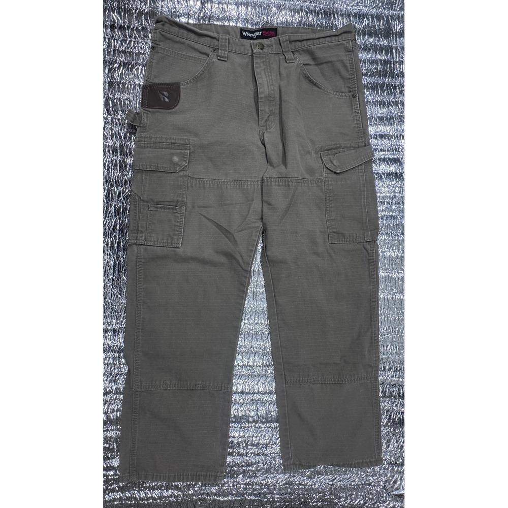 Wrangler Riggs Workwear Mens 35x30 Olive Green Ripstop Cargo Pants 103W060BR